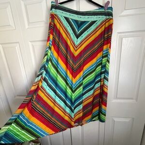 Studio JPR Skirt Womens PXL Multicolor Striped A-Line Maxi Stretch Pull On Boho